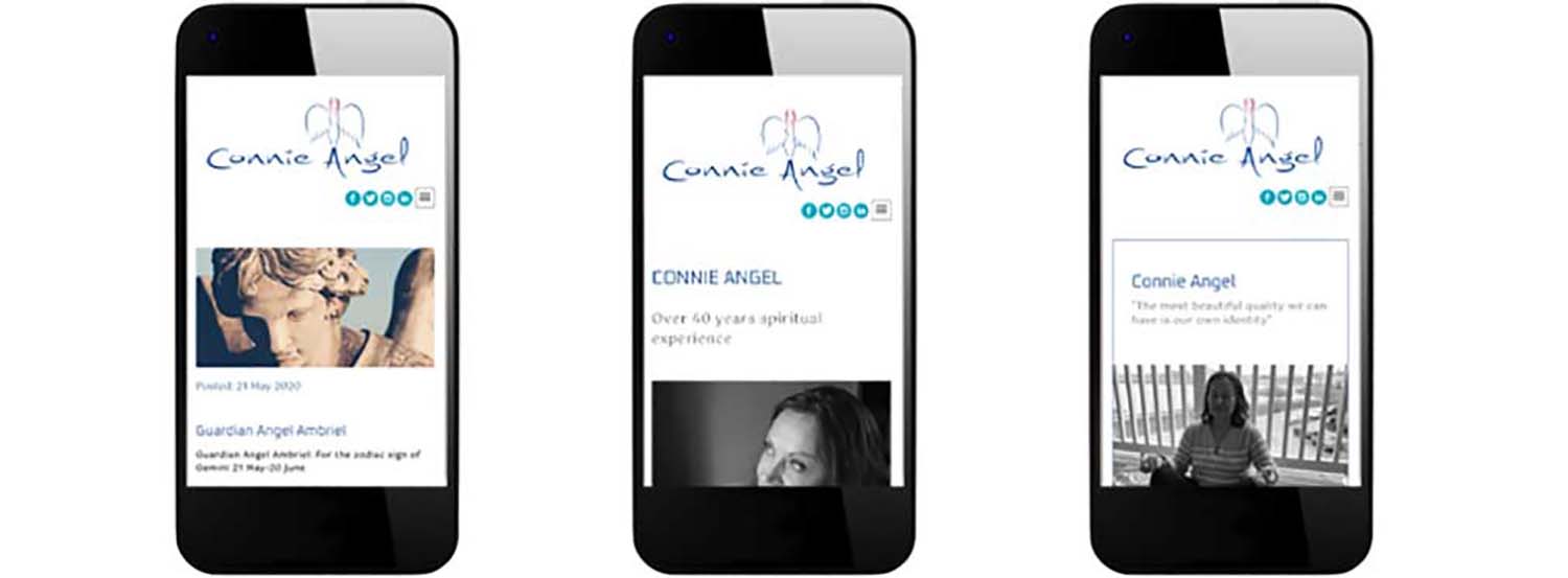 Connie Angel website on smart phone device