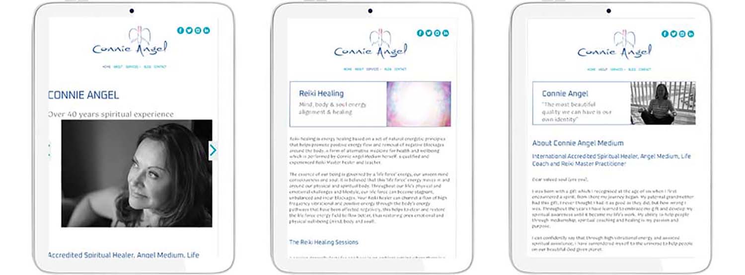 Connie Angel website on ipad device