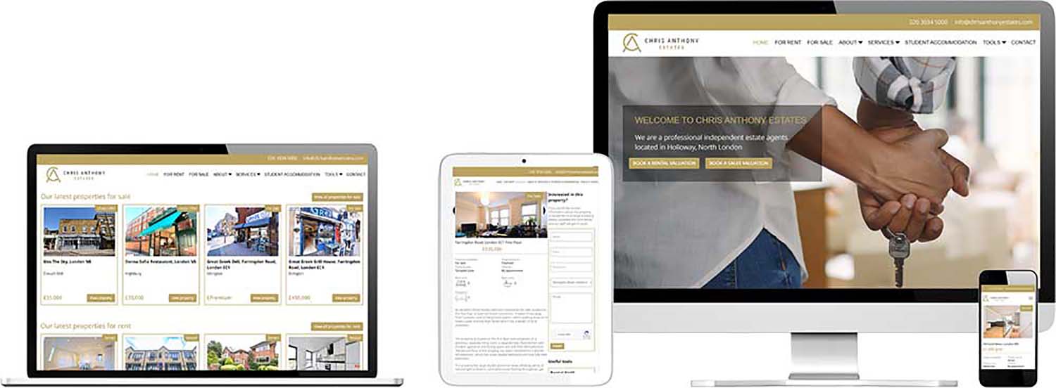 Website Design and development for London Estate Agency all screens