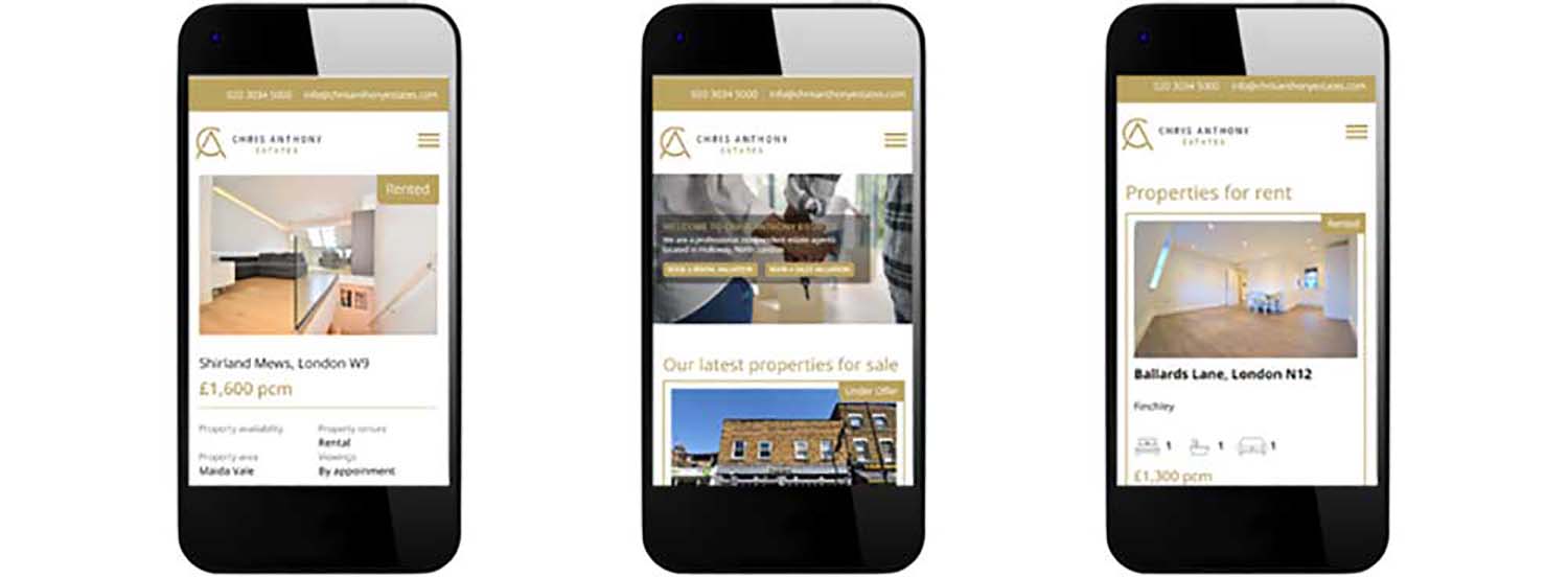 Website Design and development for London Estate Agency Mobiles