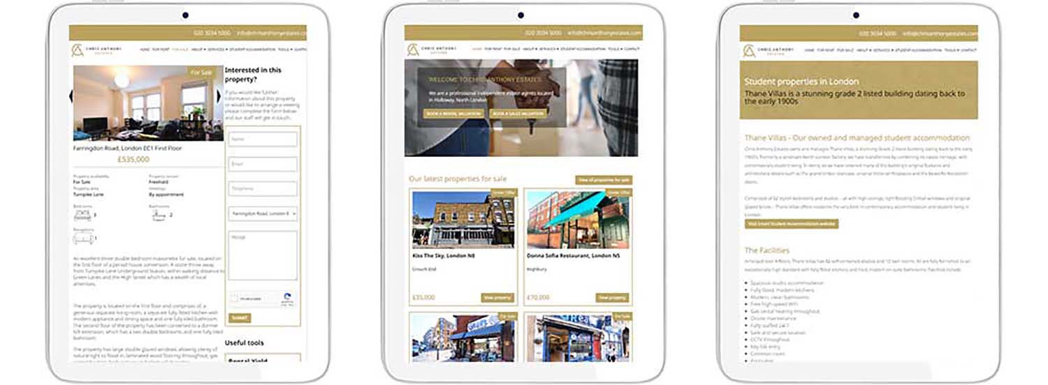 Website Design and development for London Estate Agency iPads