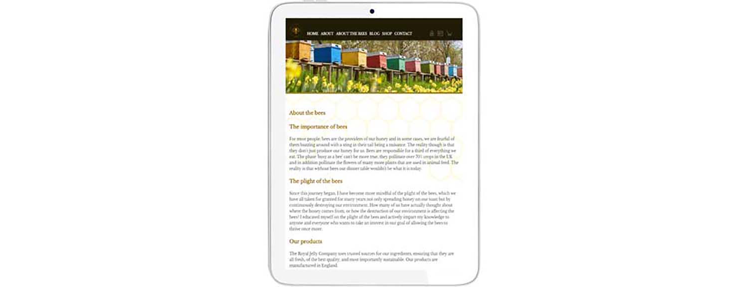 website design tablet view