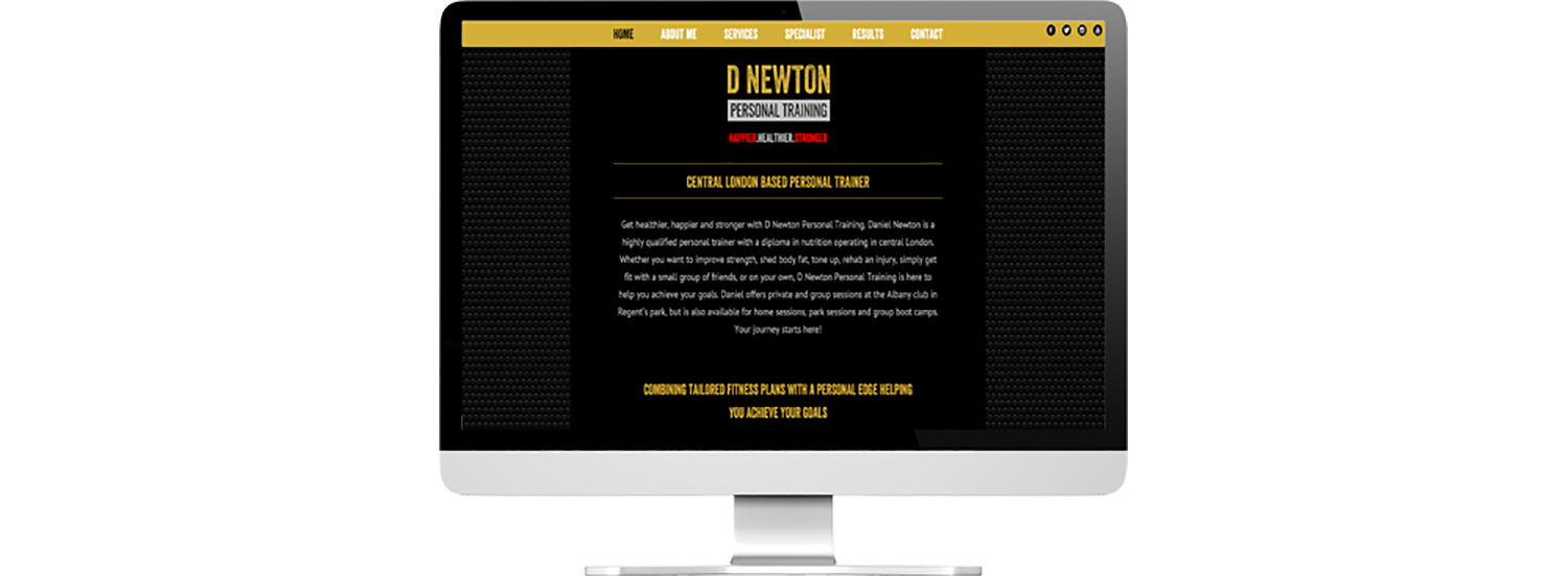 website home page on desktop