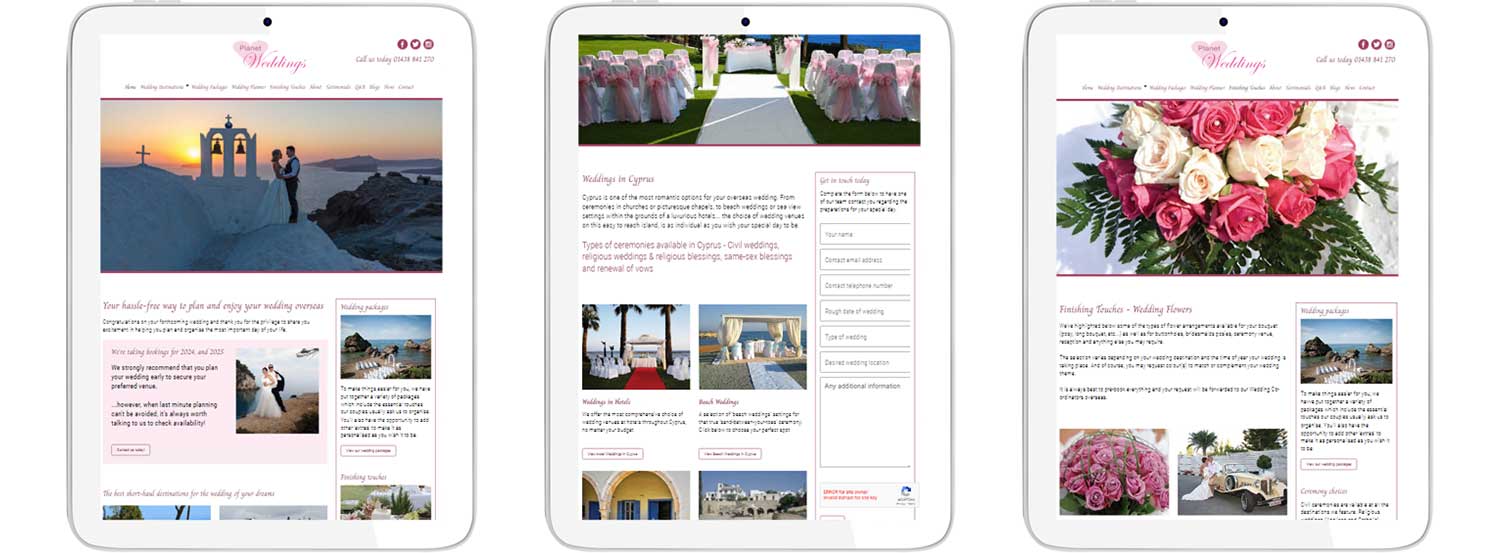 Website design and development showing tablet view