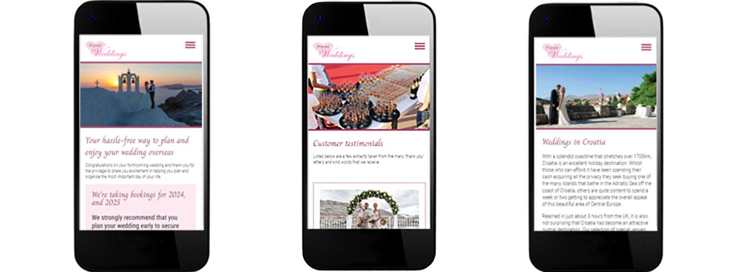 Website design and development showing mobile view