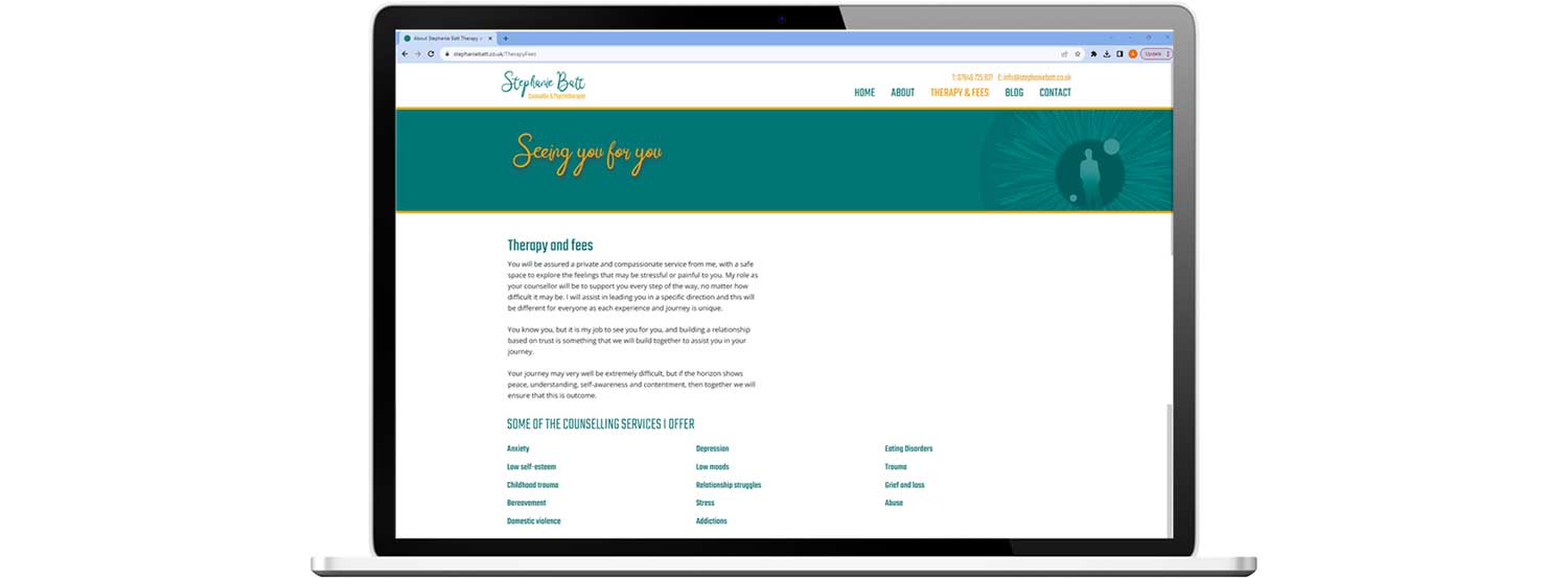 Website design and development showing laptop view