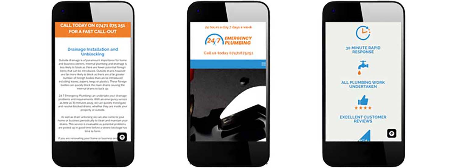 Website designs on mobiles