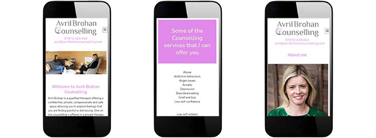 Website designs on mobile phones