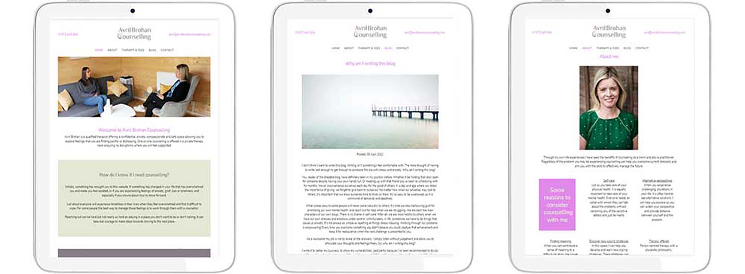 Website designs on ipads