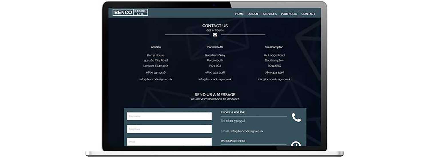 Website design on laptop computer