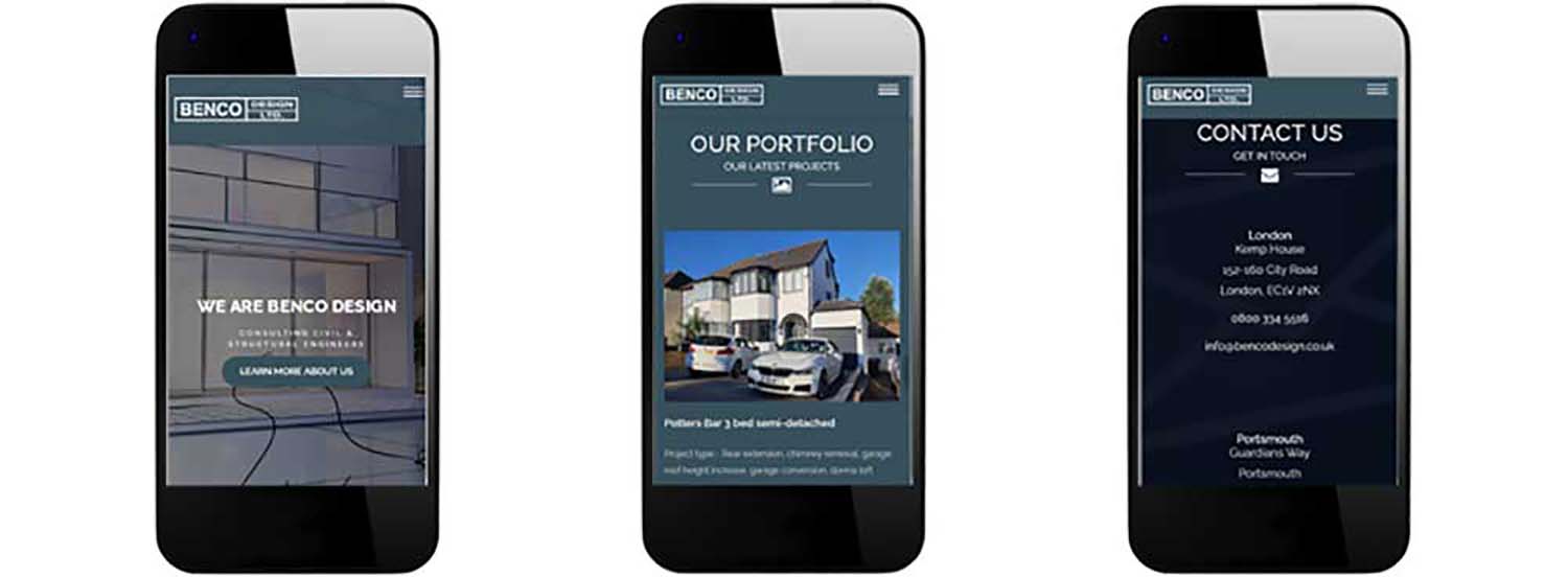 Website designs on mobile phones