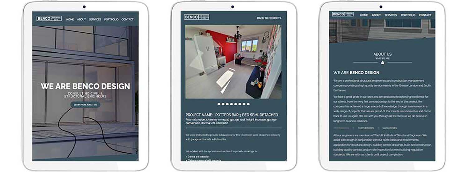 Website designs on ipads