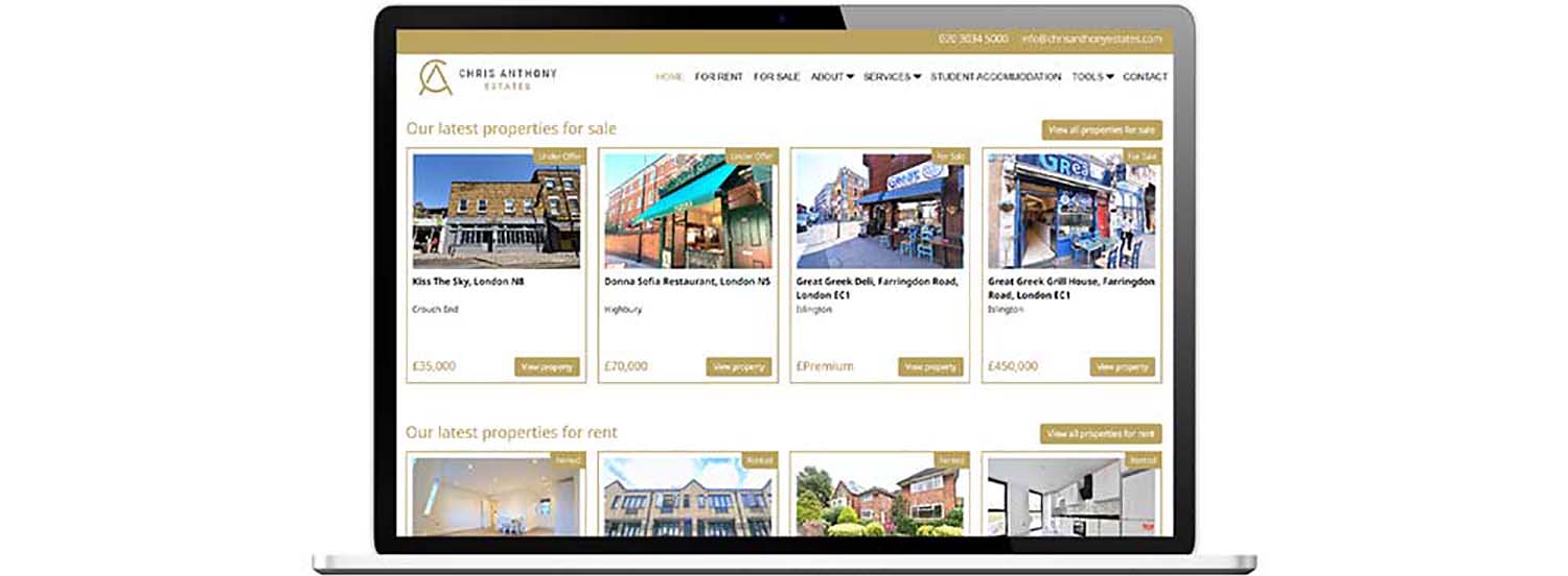 Website Design and development for London Estate Agency Laptop