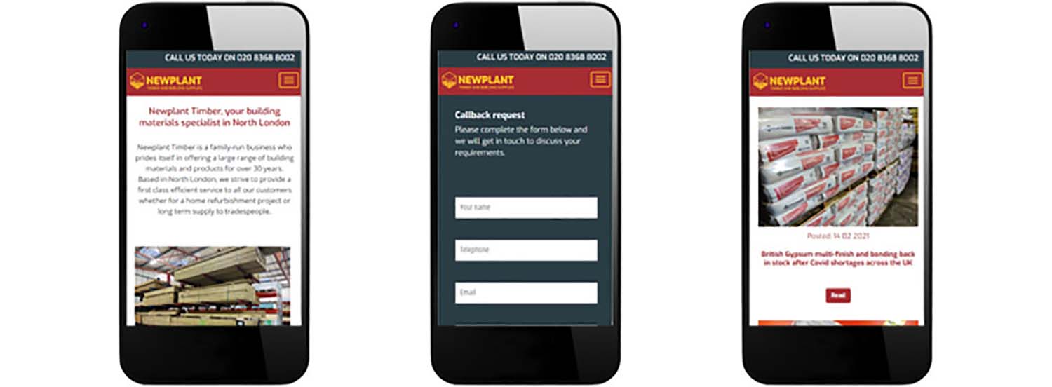 Website designs on smart phones