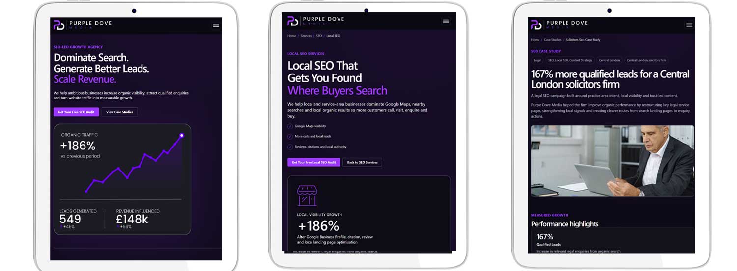 Website design and development showing tablet view