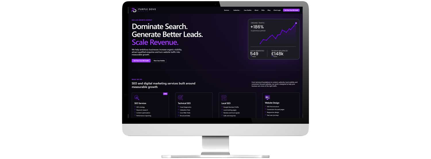 Website design and development showing desktop view