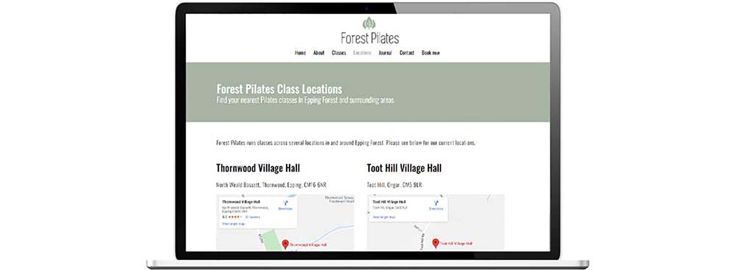 Forest Pilates Website Design and Development laptop
