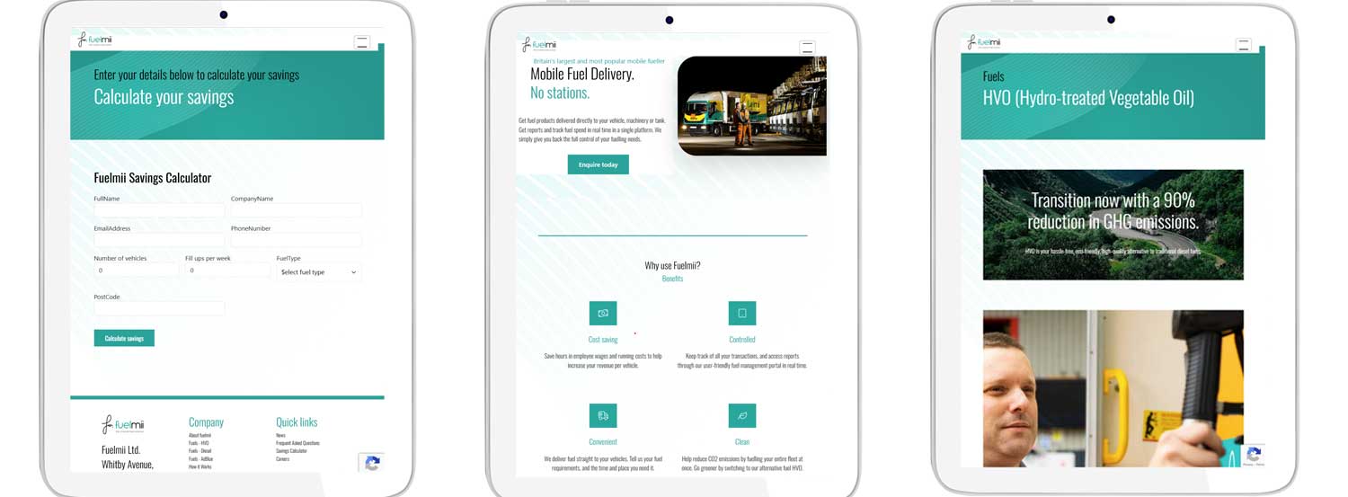 Website design and development showing tablet view