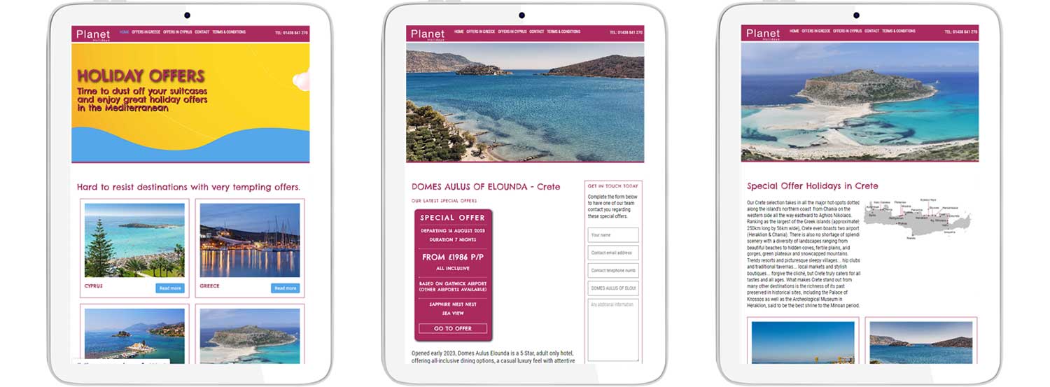 Website design and development showing tablet view