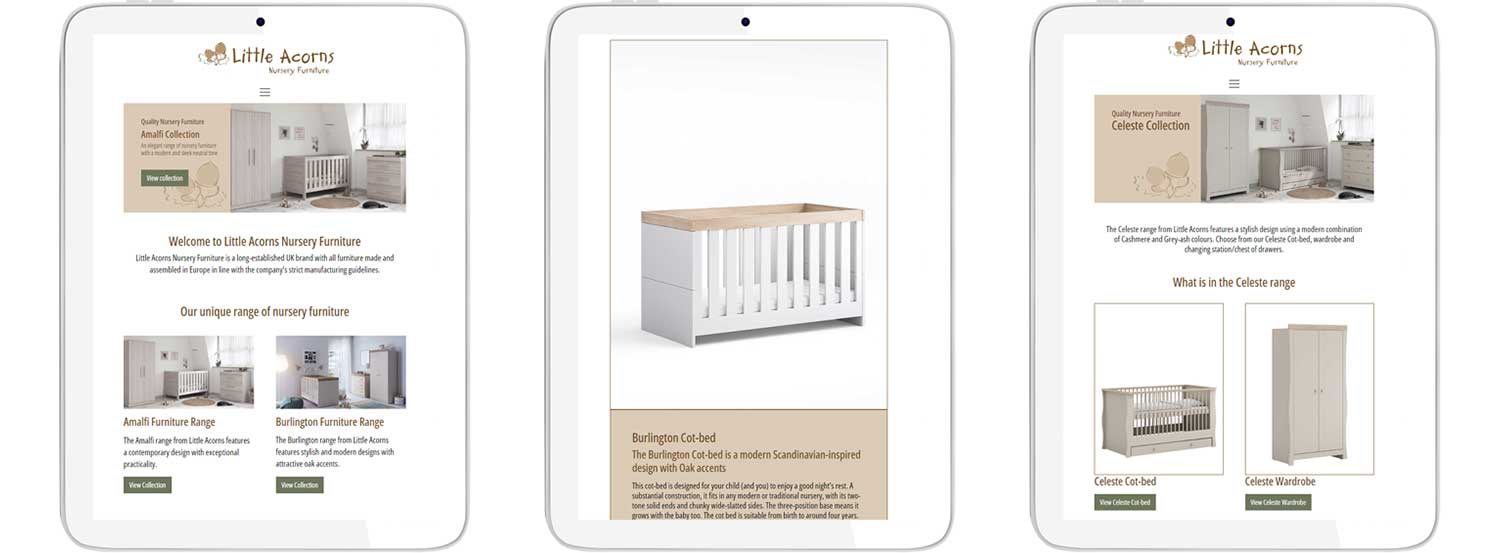 Website design and development showing tablet views