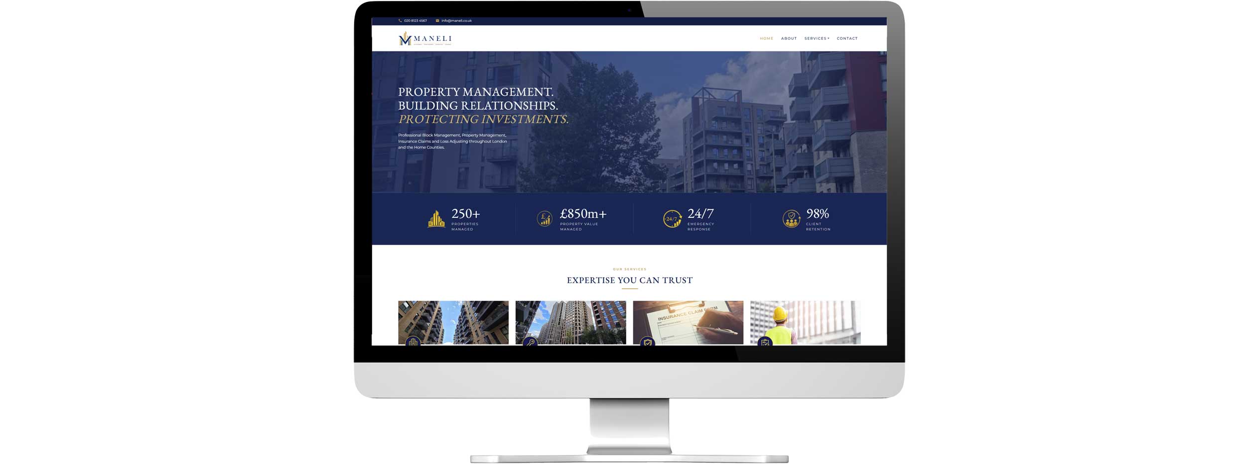 Website design and development showing desktop view
