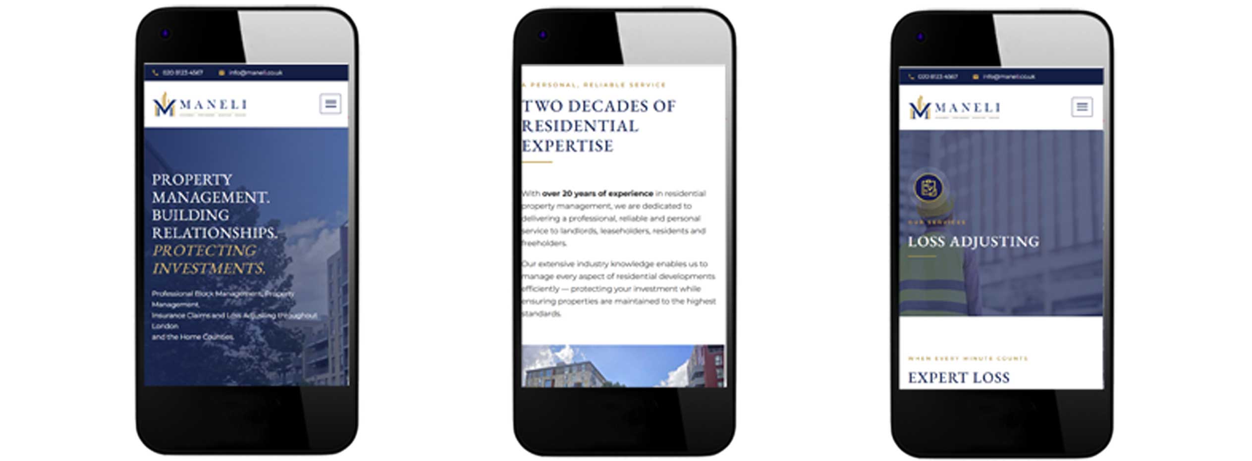 Website design and development showing mobile view