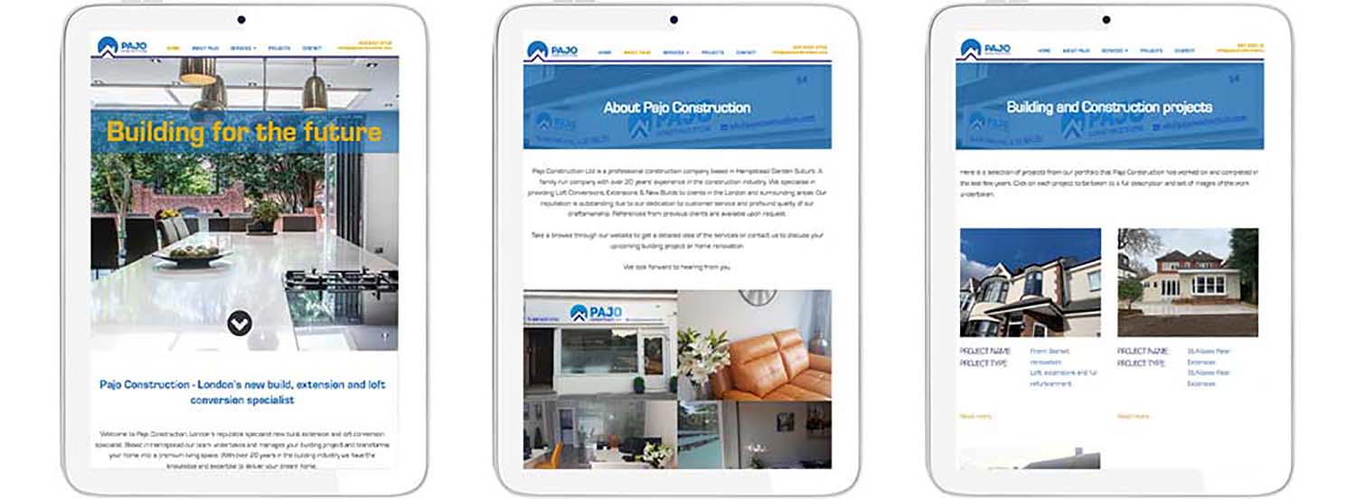 Website designs on ipads