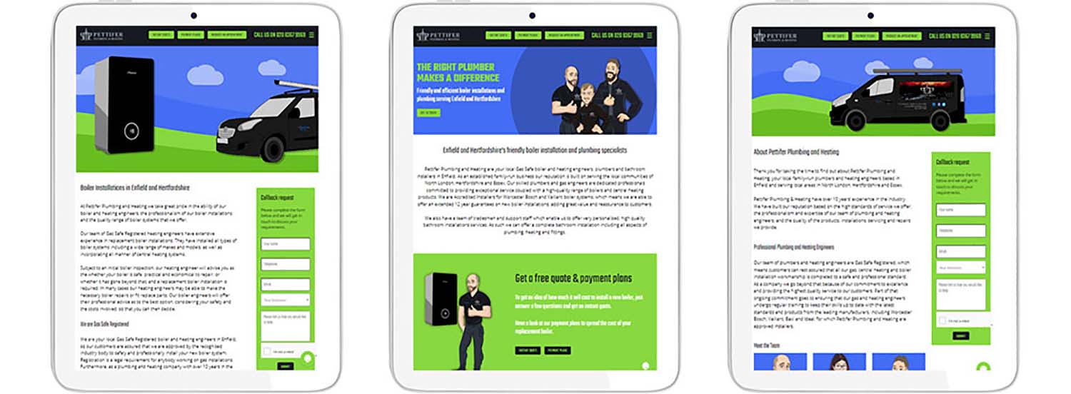 Website designs on ipads