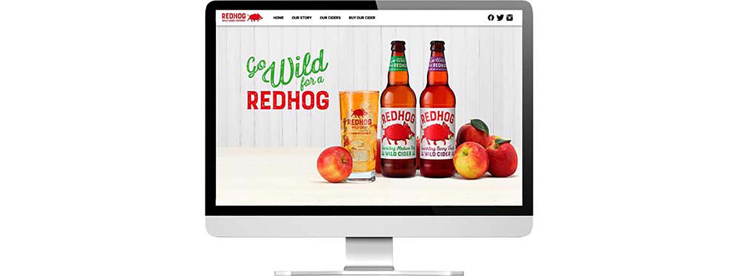 Red Hog Wild Cider website showing on desktop