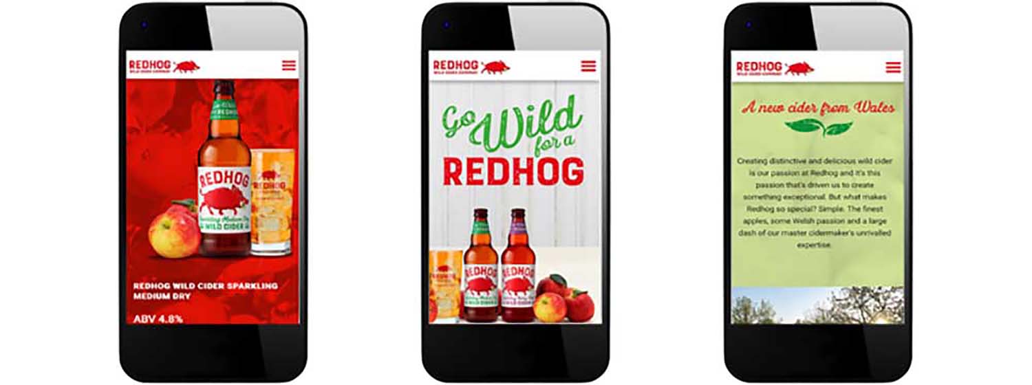 Red Hog Wild Cider website showing on mobile