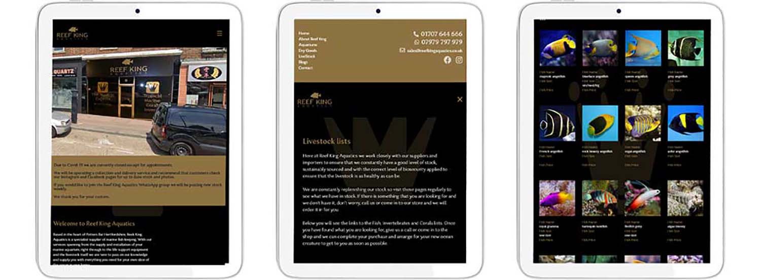 Website design on tablets