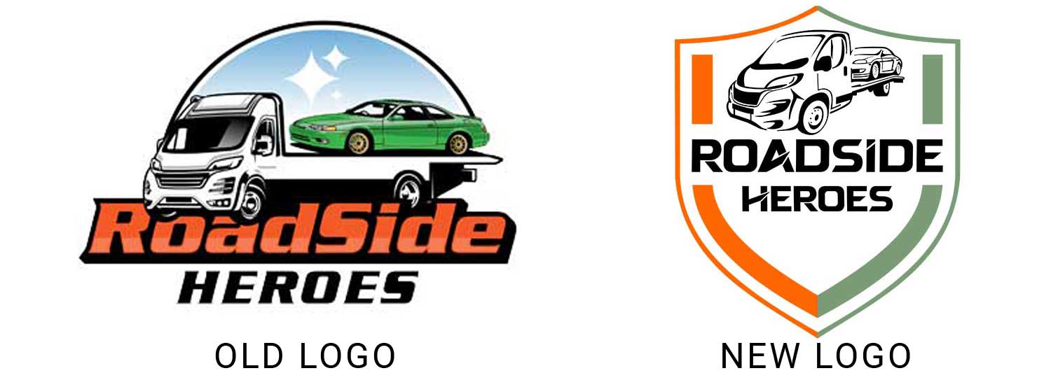 Roadside Heroes previous logo and new logo
