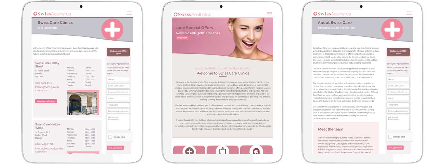 Website design and development showing tablet view