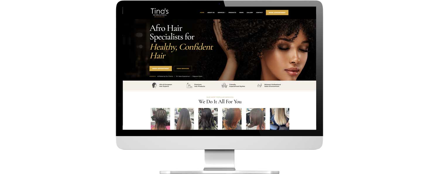 Website design and development showing desktop view
