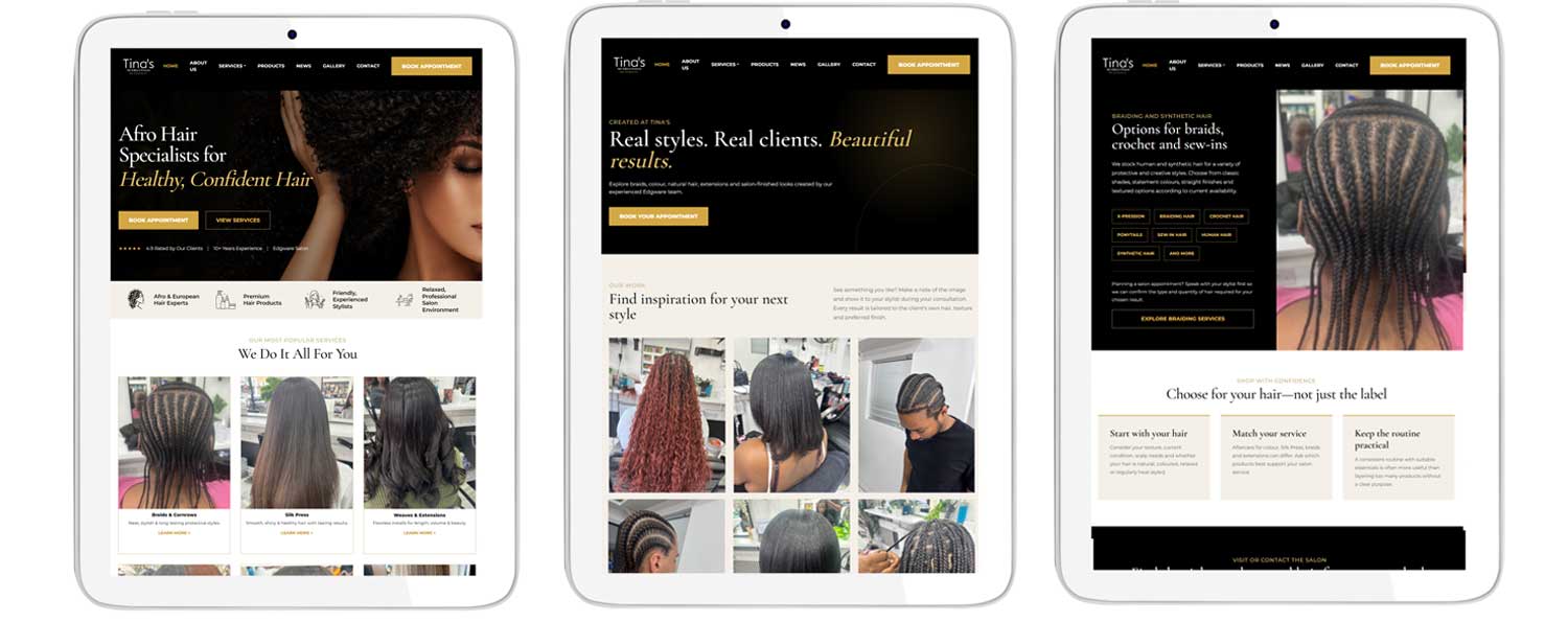 Website design and development showing tablet view