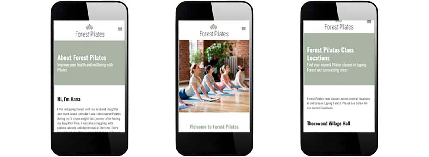 Forest Pilates Website Design and Development mobiles views
